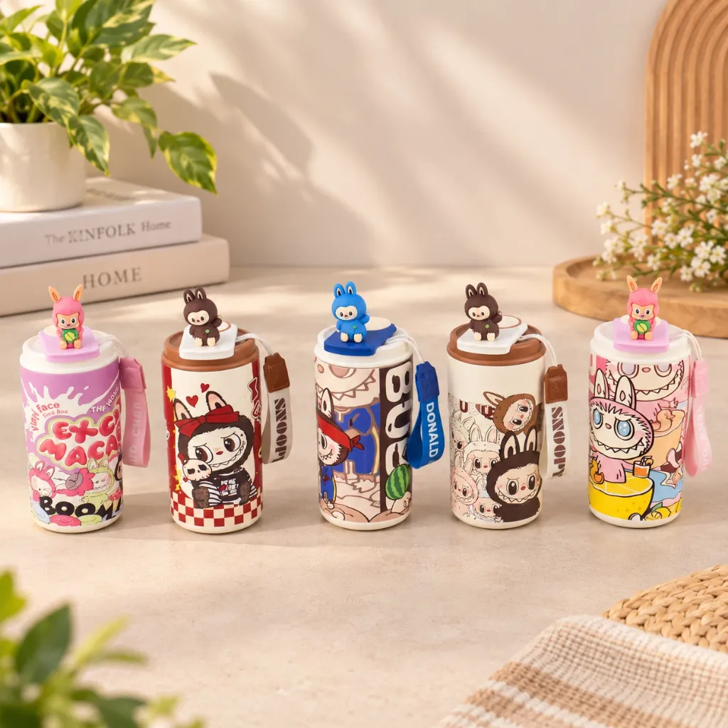 Cute Cartoon Thermos Collection Display.webp