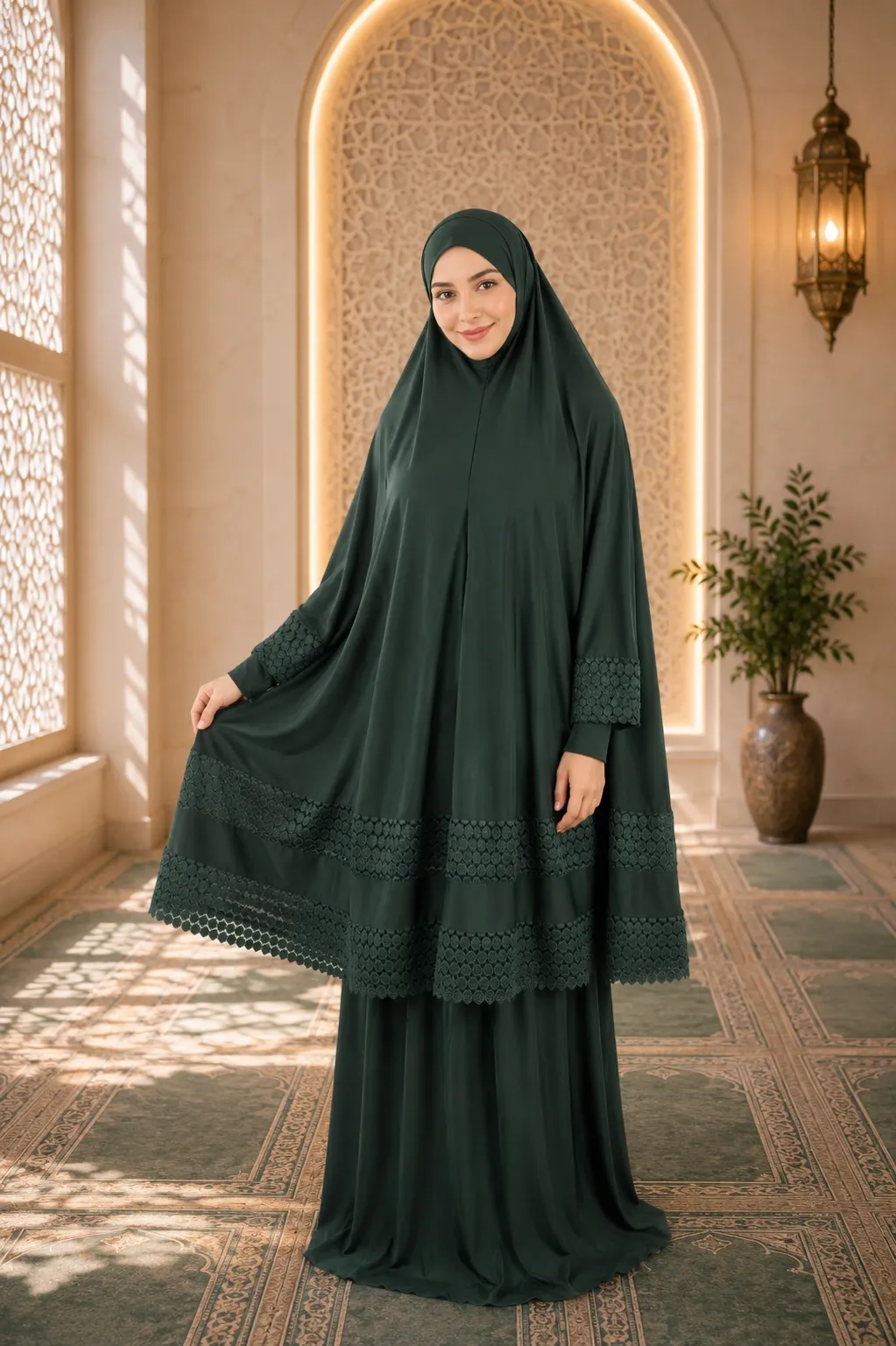 Double Lace Dark Green prayer set