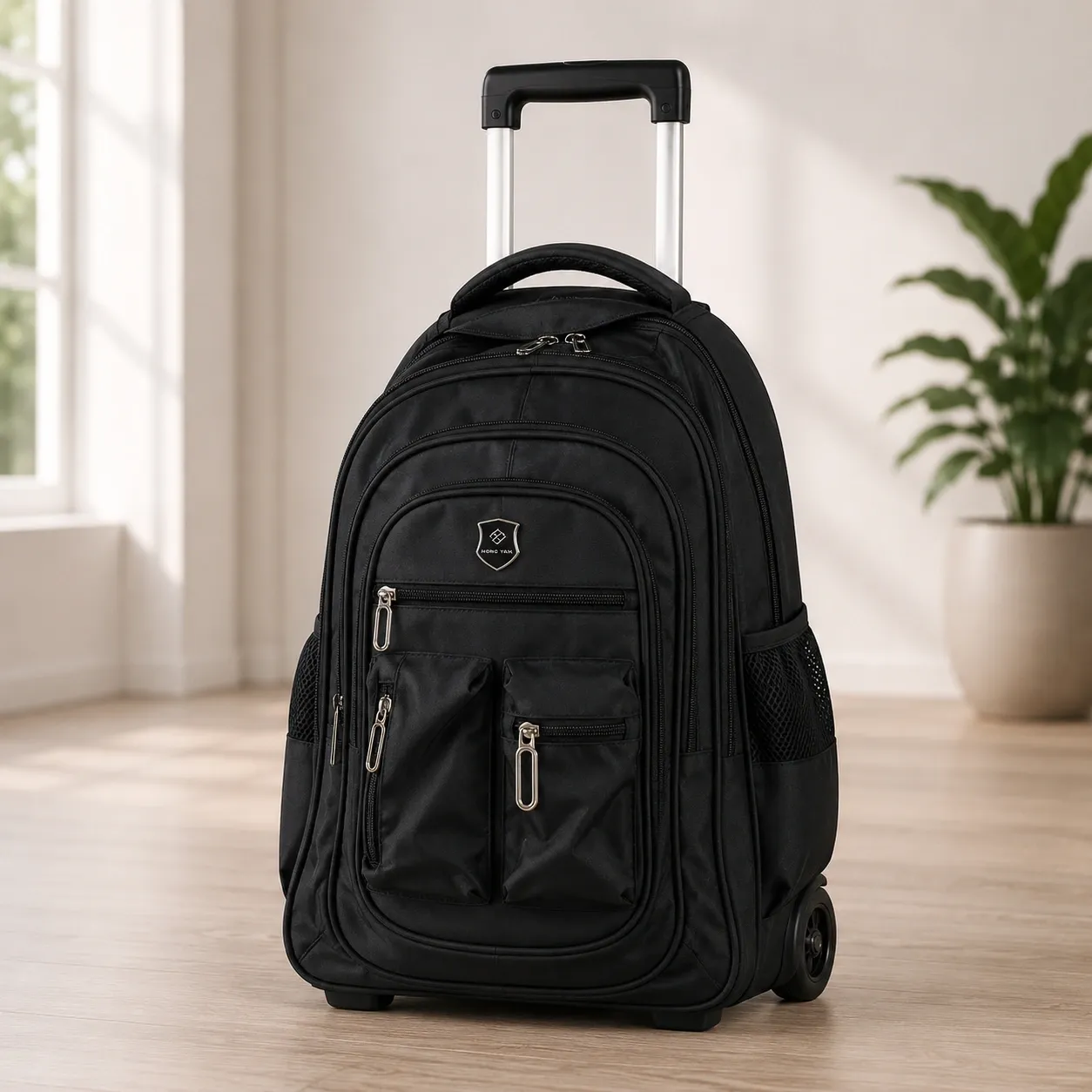 Premium Trolley Backpack For School or Travel (Black)