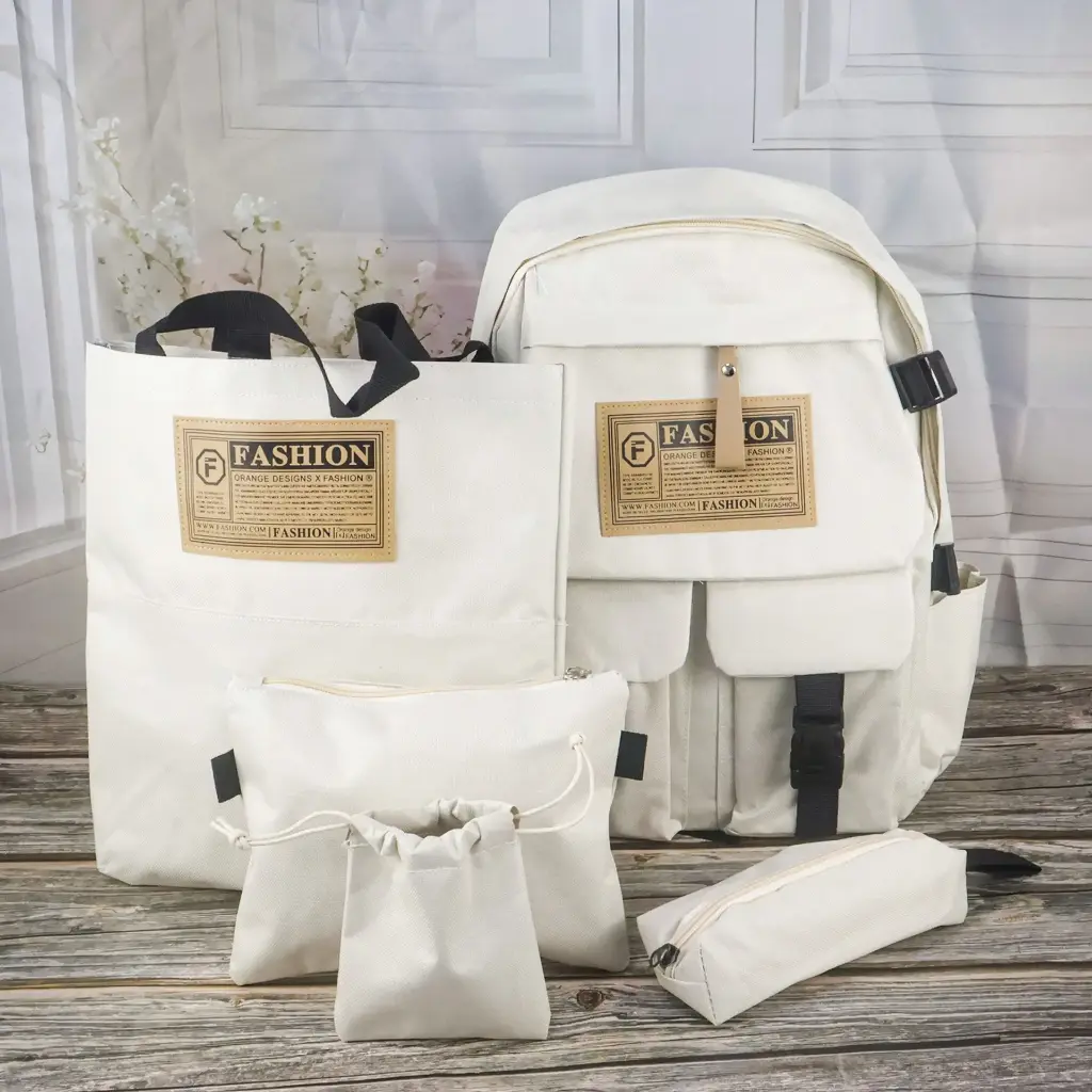    Backpack Woman Bag Set 5 Pcs (white)
