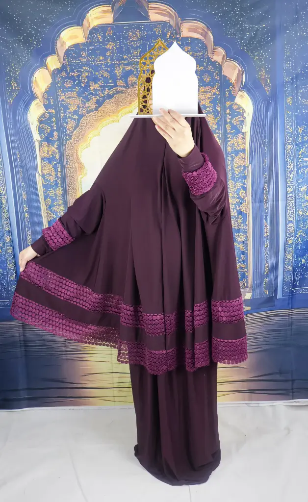 Double Lace Eggplant prayer set 