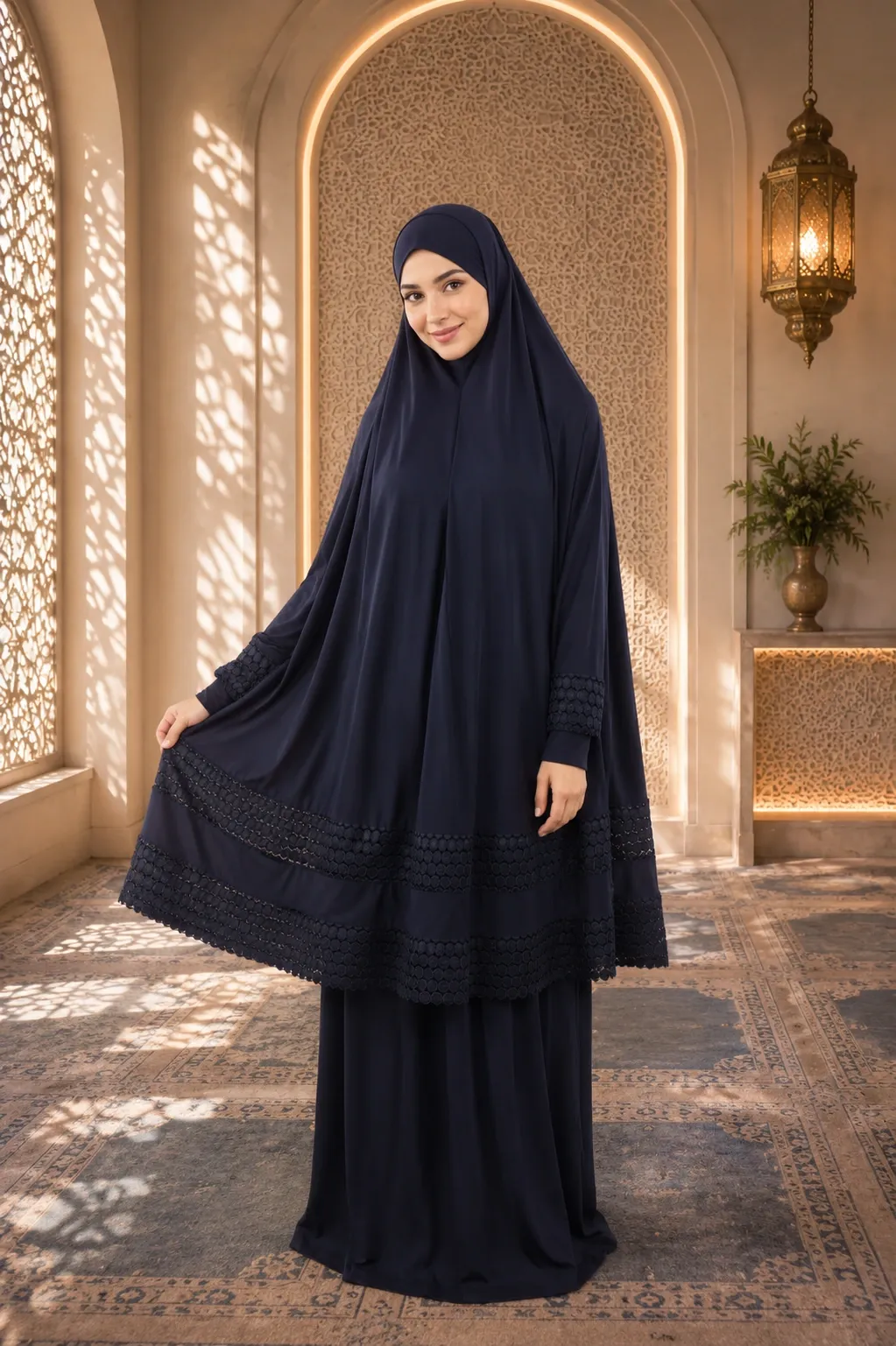 Double Lace prayer set Navy Blue