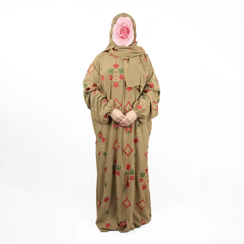 Brown Embroidery prayer set one piece