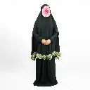 Embroidered Lace prayer set Dark Green