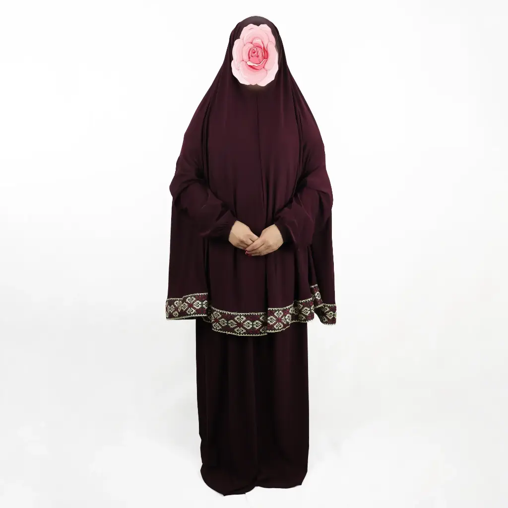 Traditional Embroidery prayer set Maroon color  