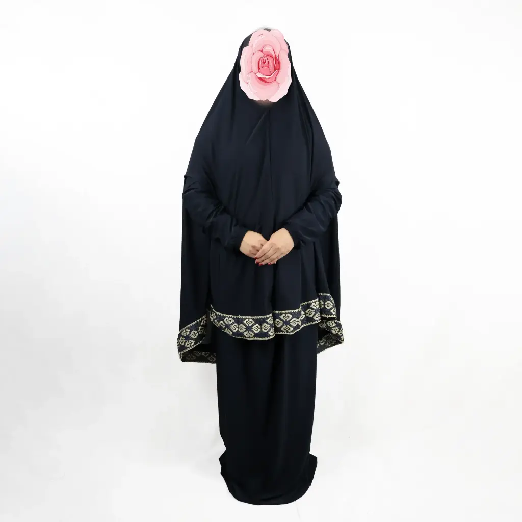 Traditional Embroidery prayer set Dark Navy   