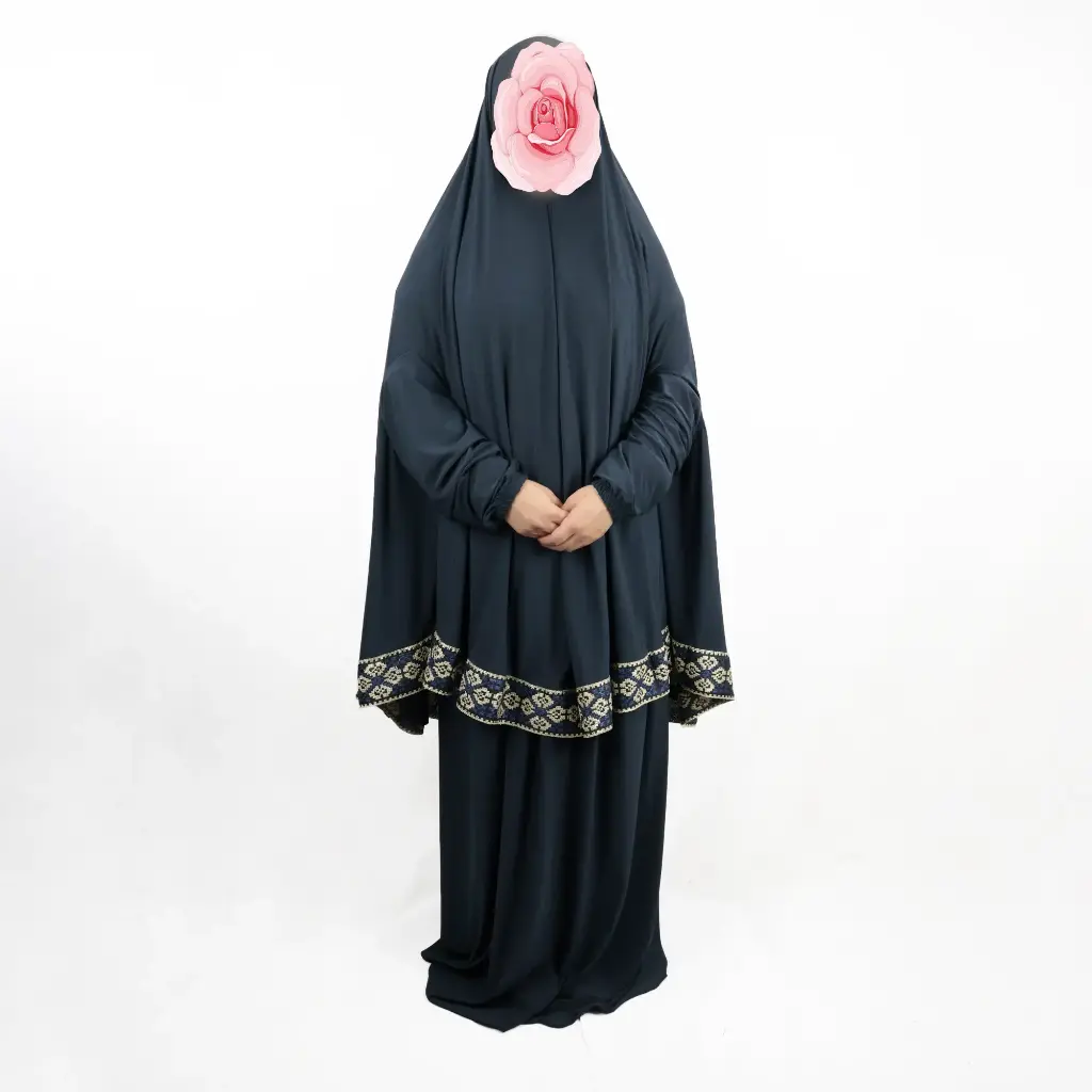 Traditional Embroidery prayer set Navy Blue 
