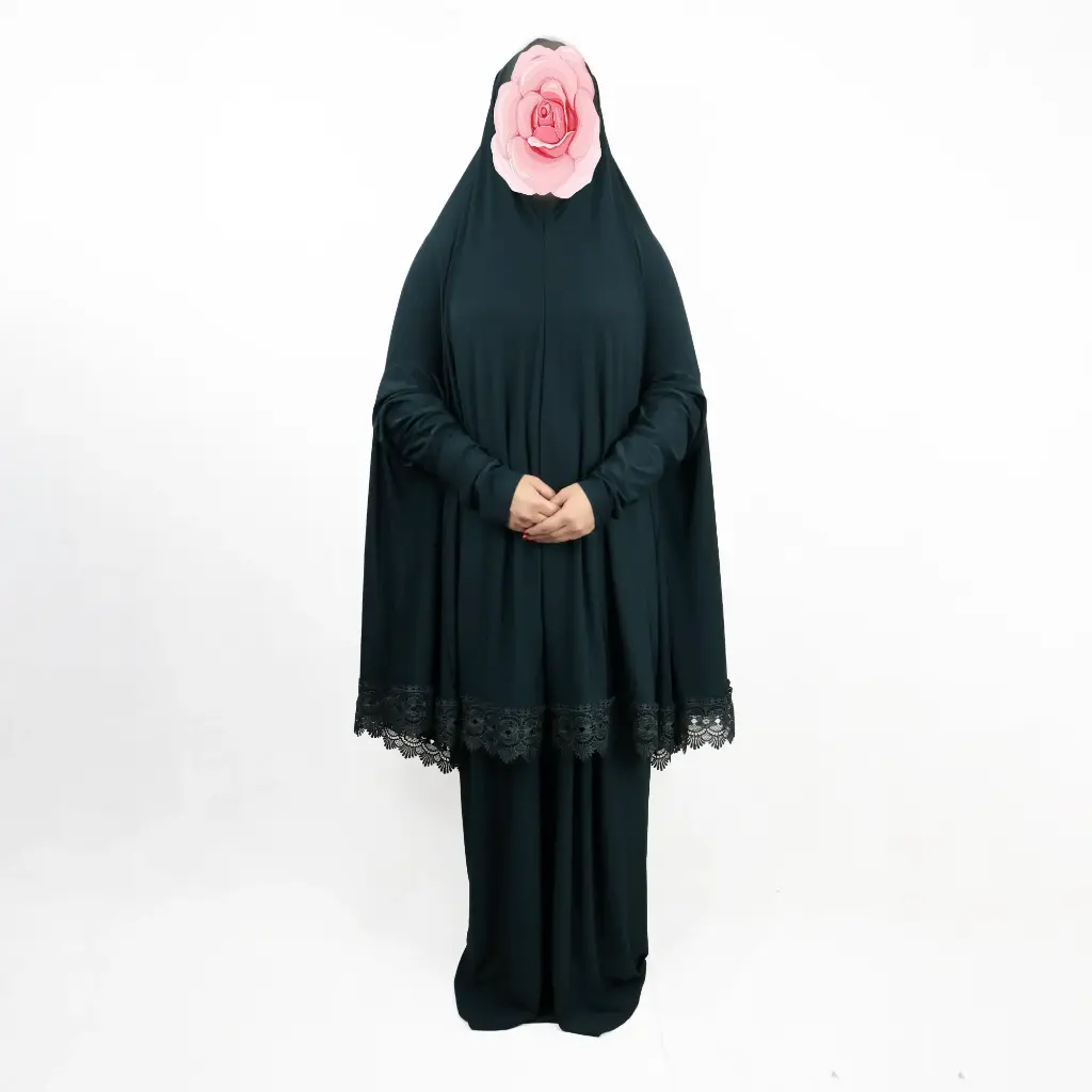 Dark Green lace prayer set 