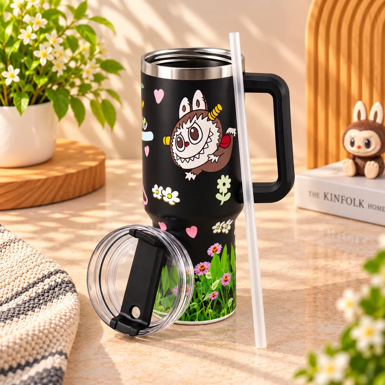 Stanley Cup with Cute Labobo Designs (Black)
