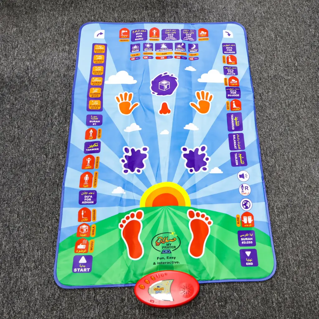 Interactive Educational Prayer Mat for Kids (Blue)