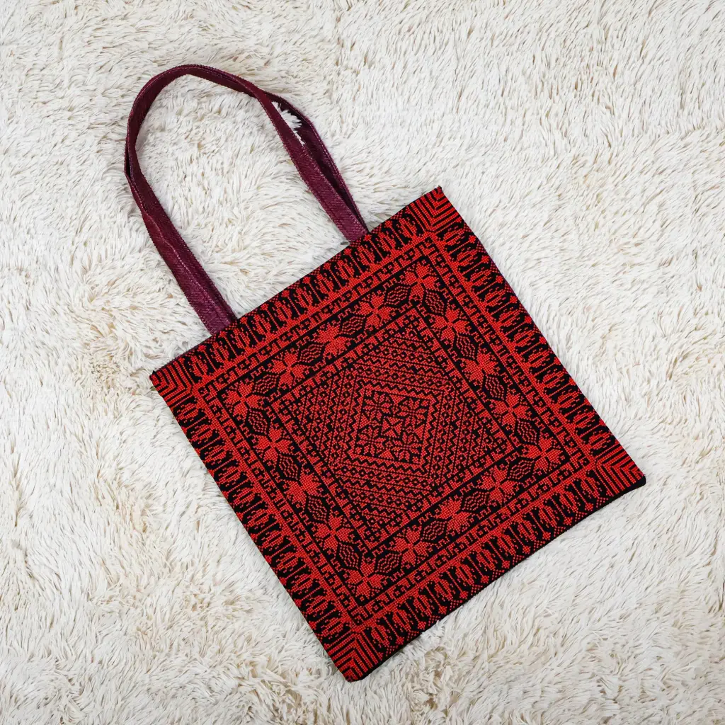 Embroidered Tote Bag with Zipper  