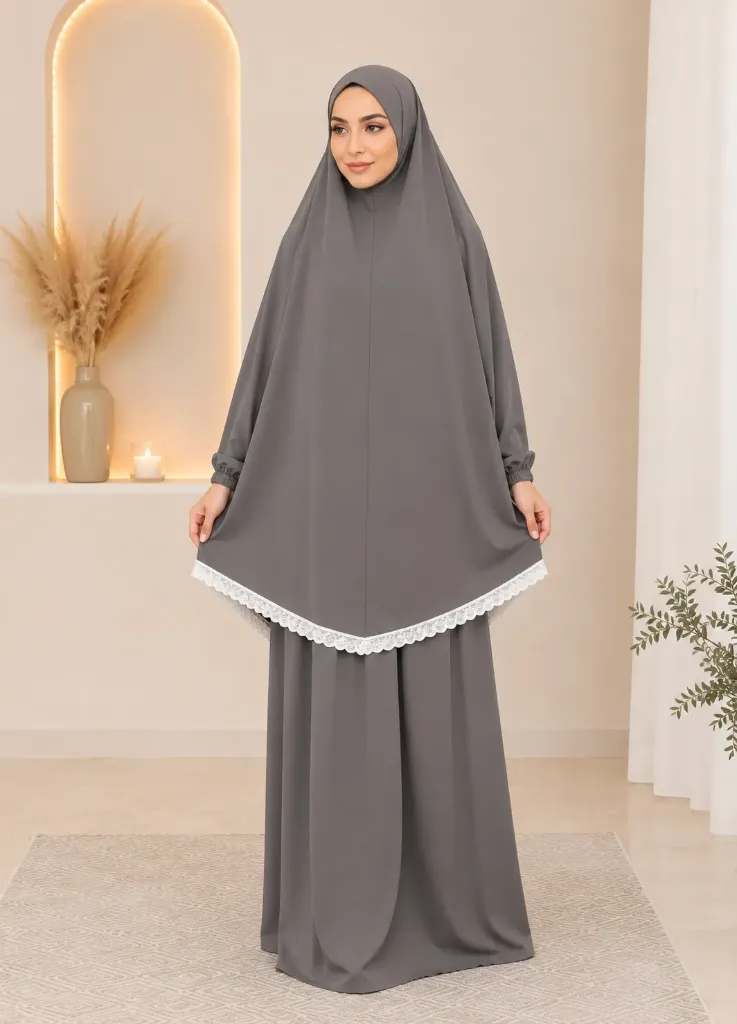  white lace prayer set - gray 