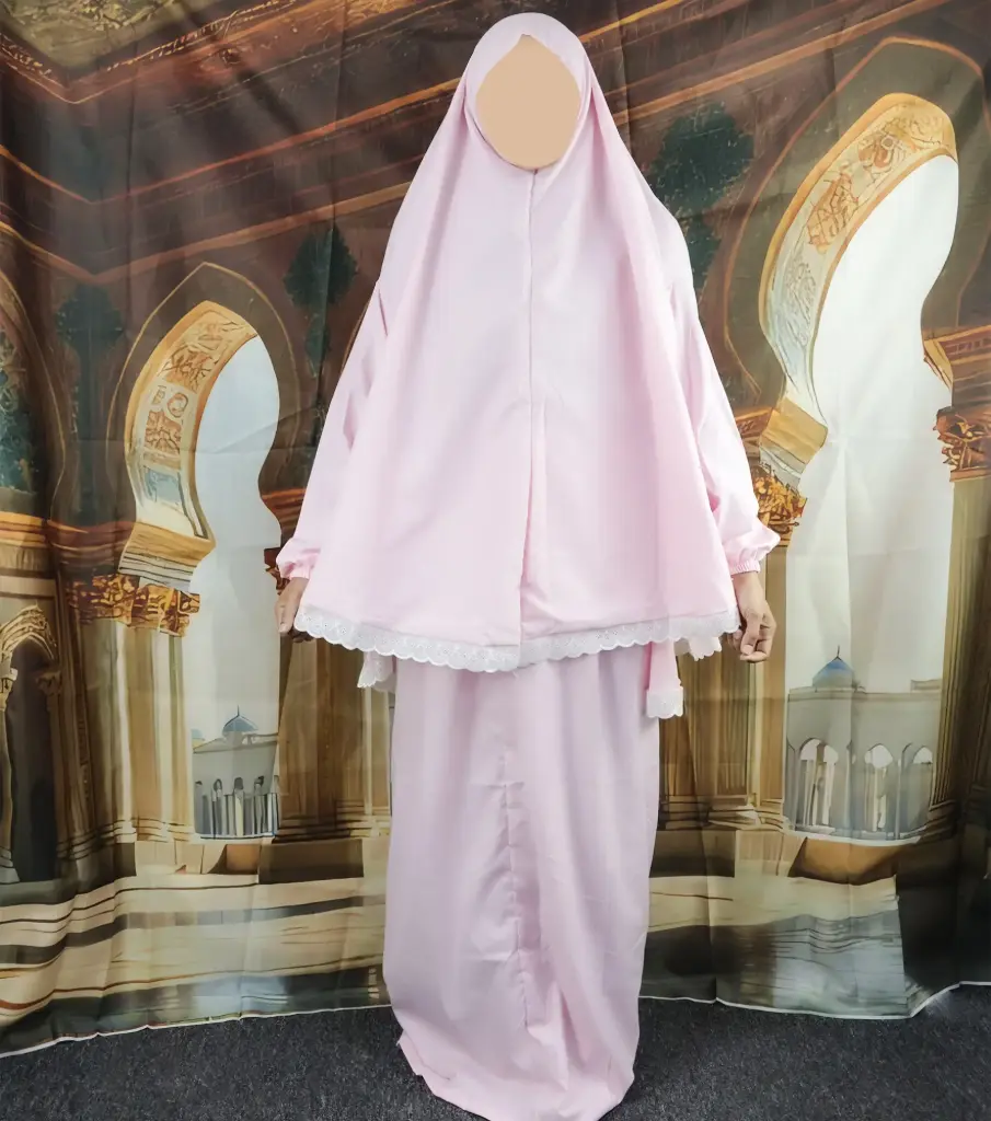  white lace prayer set - light pink  