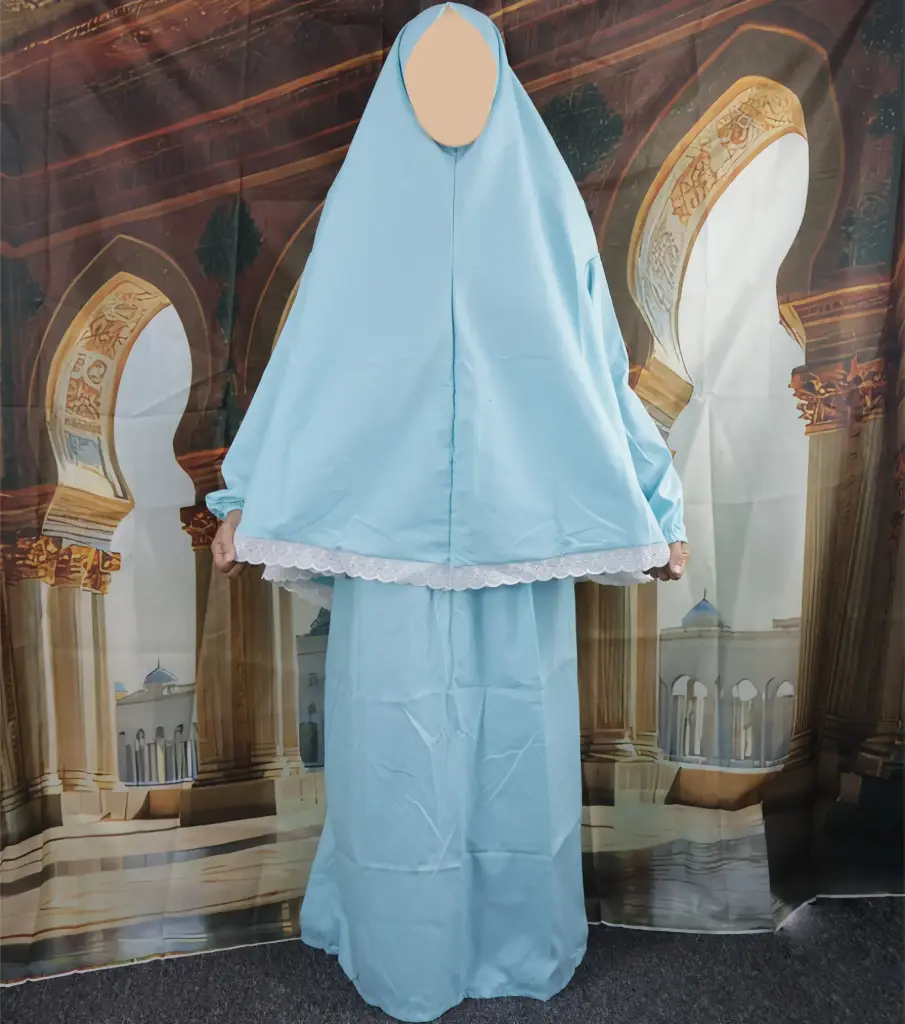  white lace prayer set - baby blue 