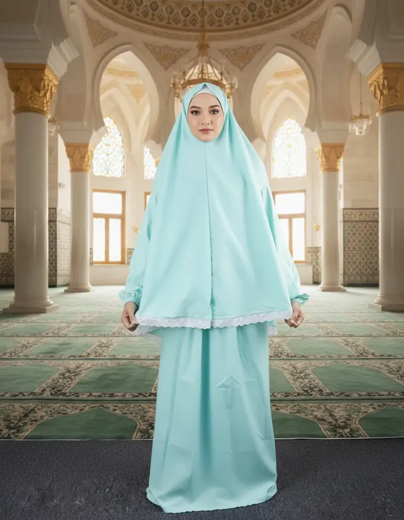  white lace prayer set - sky blue 