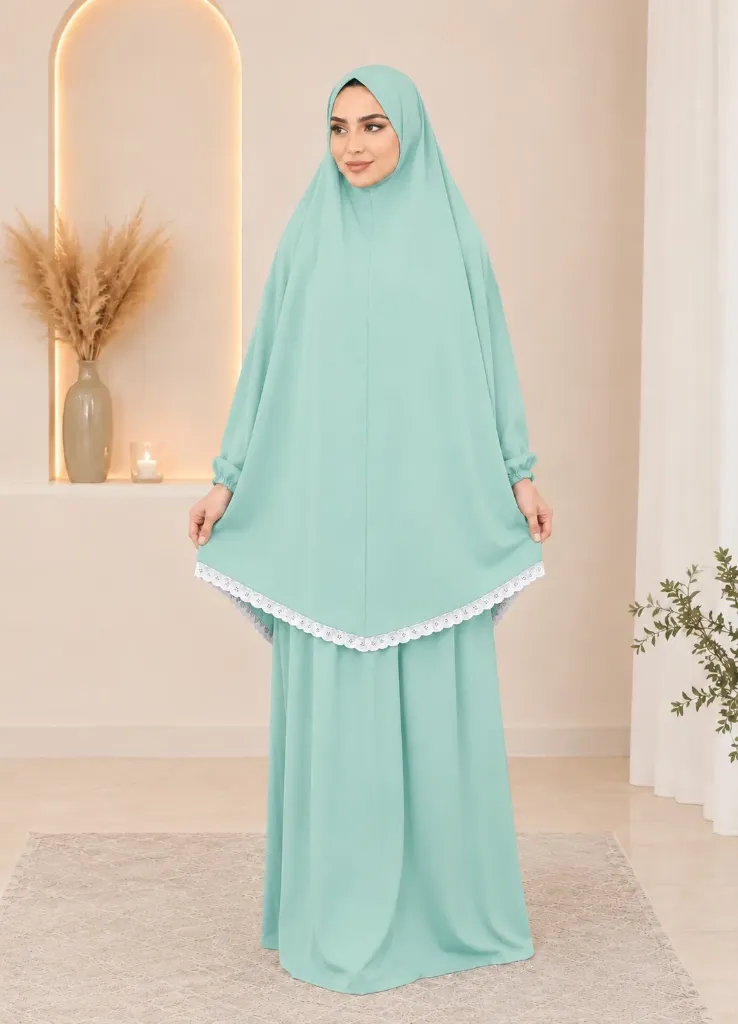  white lace prayer set - sky blue 