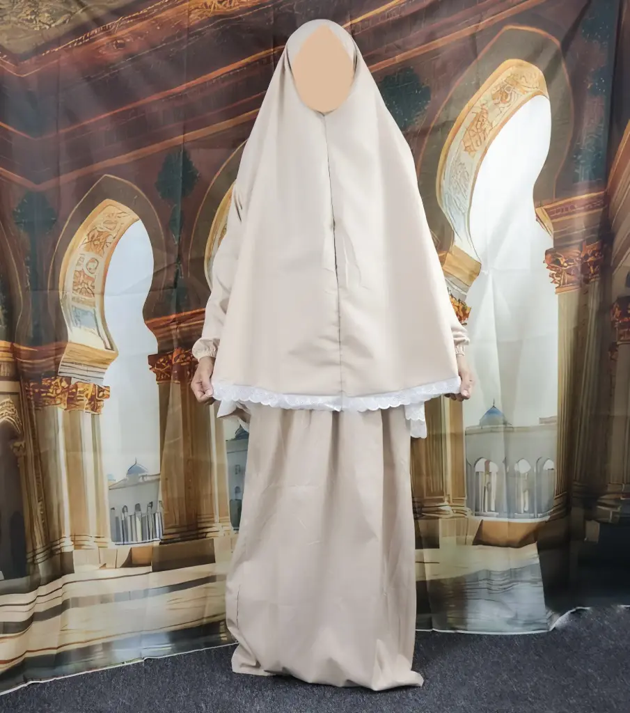  white lace prayer set - beige 