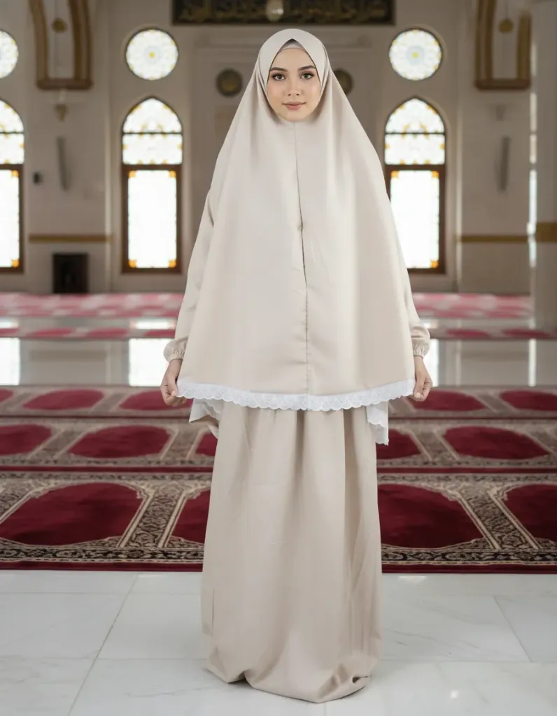  white lace prayer set - beige 