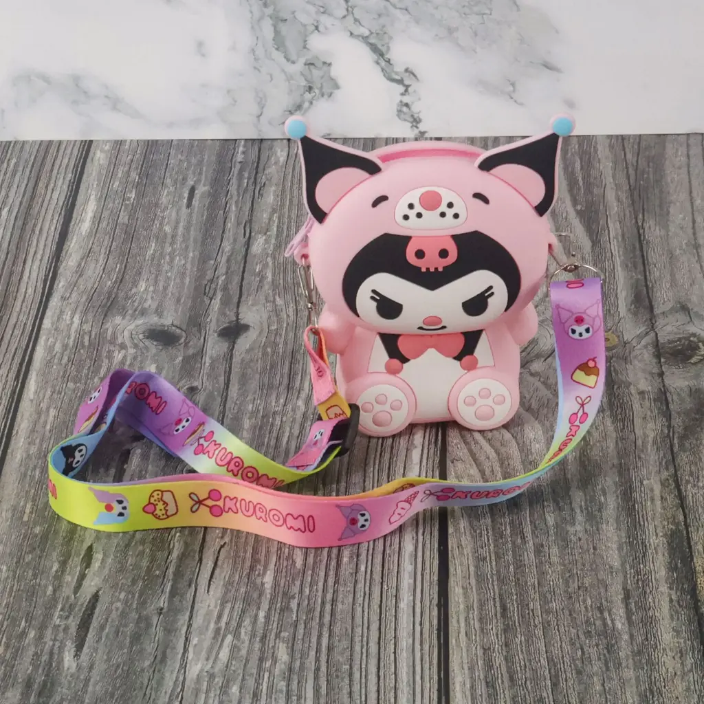 Cute Kuromi Small Silicone Bag (Pink)