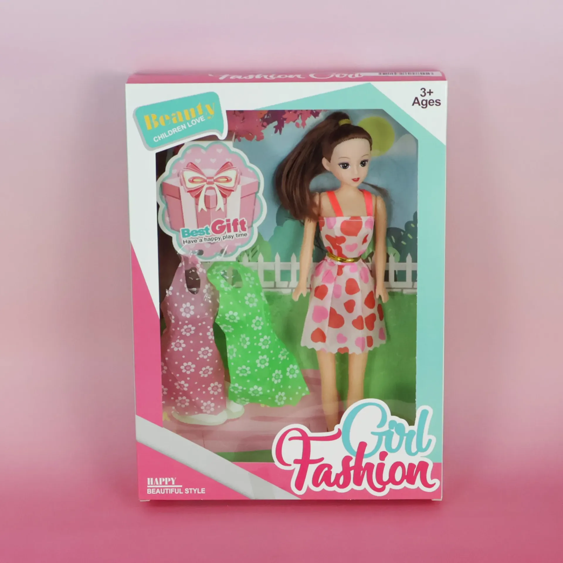 Girl Fashion Doll with 2 Dresses