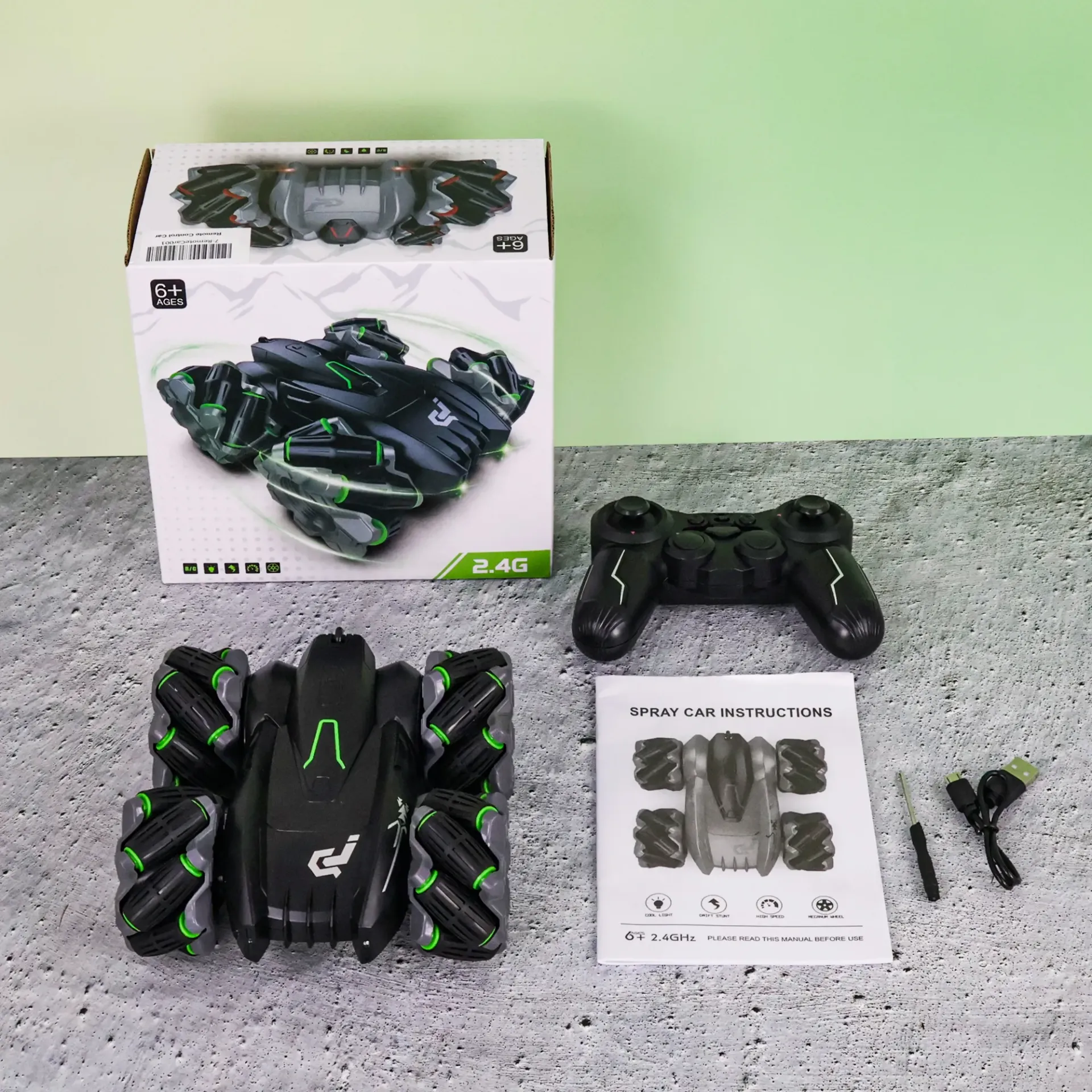 High Speed Remote Control Stunt Car with Big Wheels & LED Lights