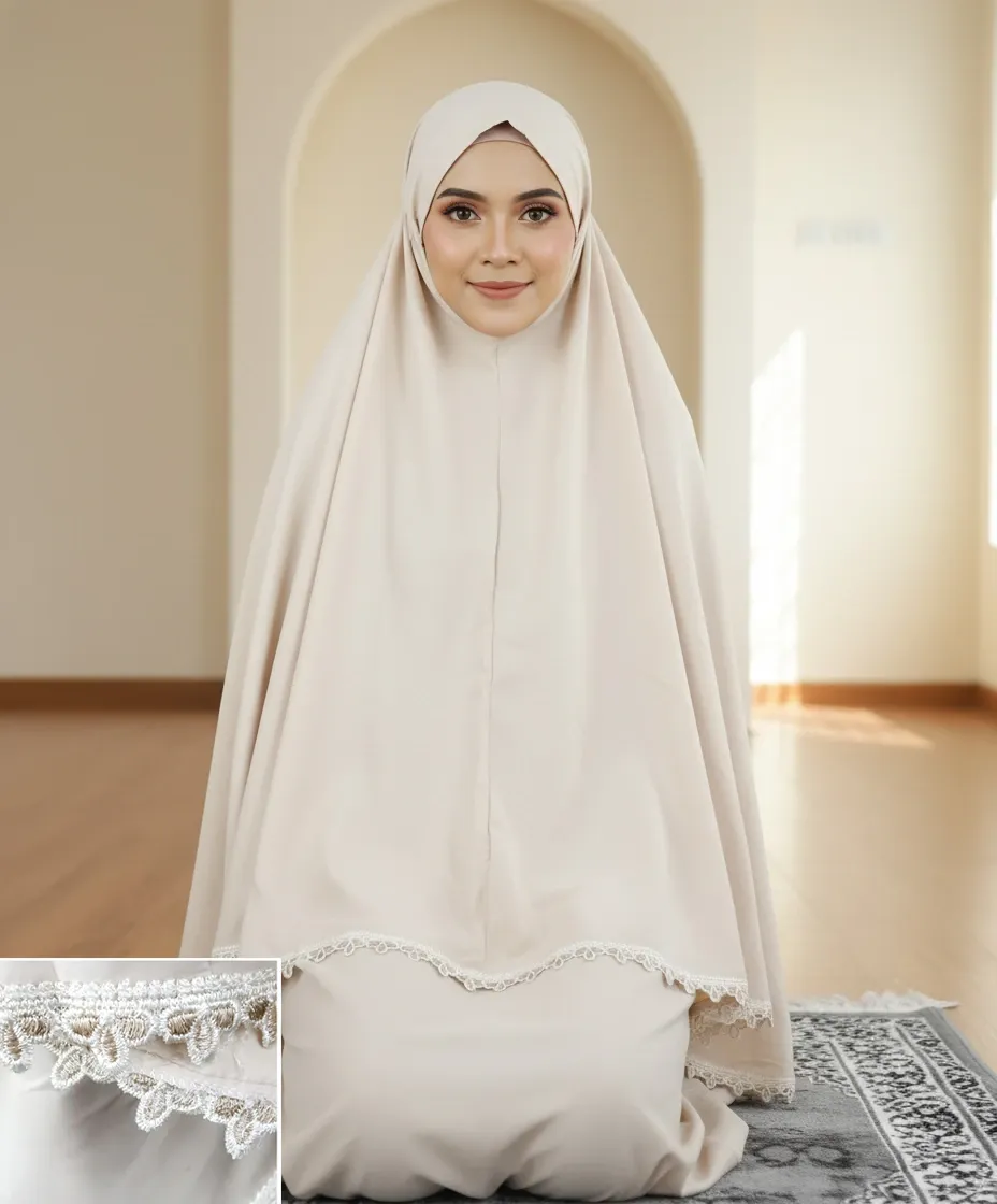 Embroidered Tail Prayer set - beige color 