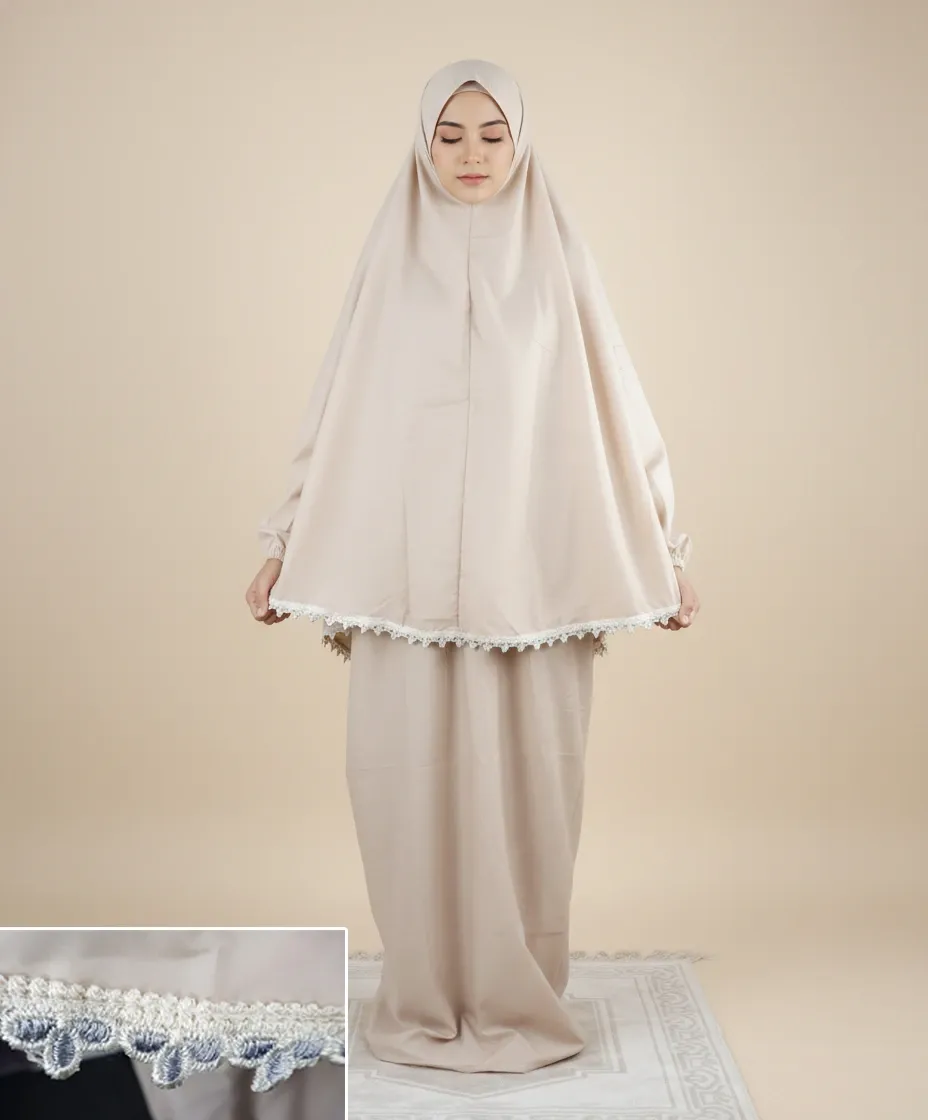 Embroidered Tail Prayer set - beige color