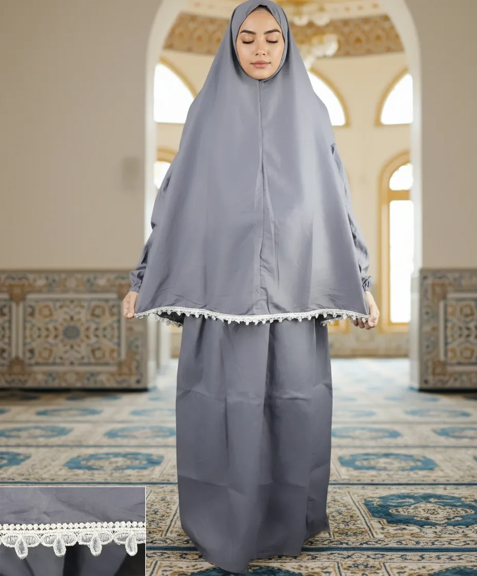 Embroidered Tail Prayer set - Dark Gray