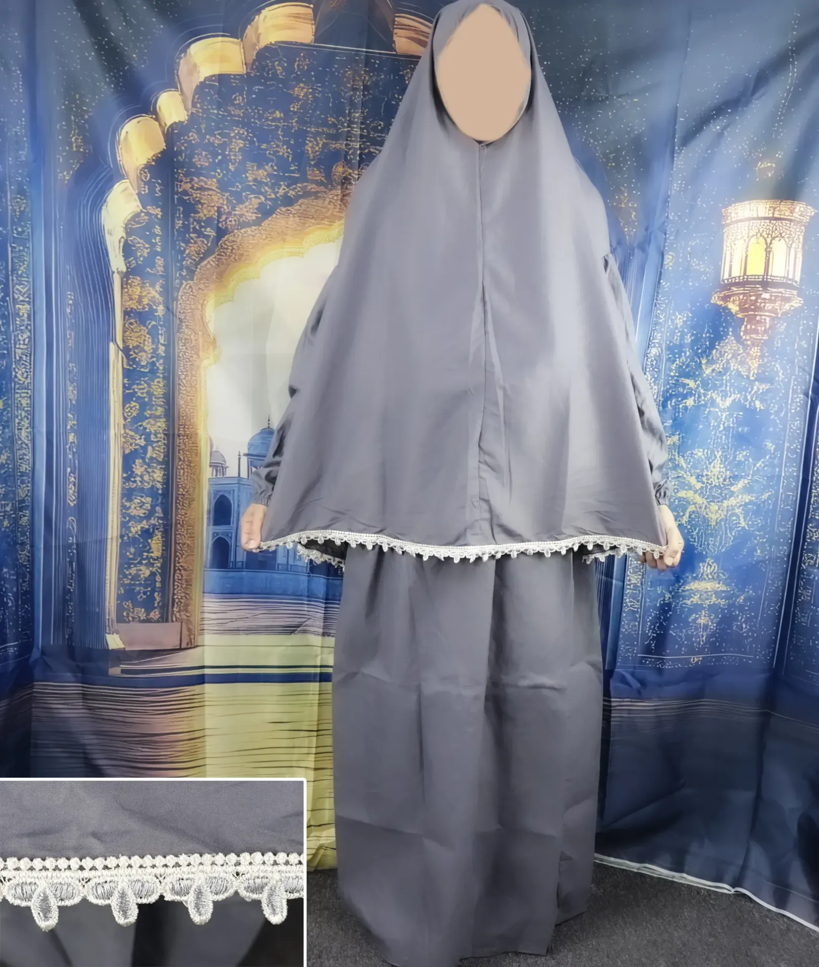 Embroidered Tail Prayer set - Dark Gray