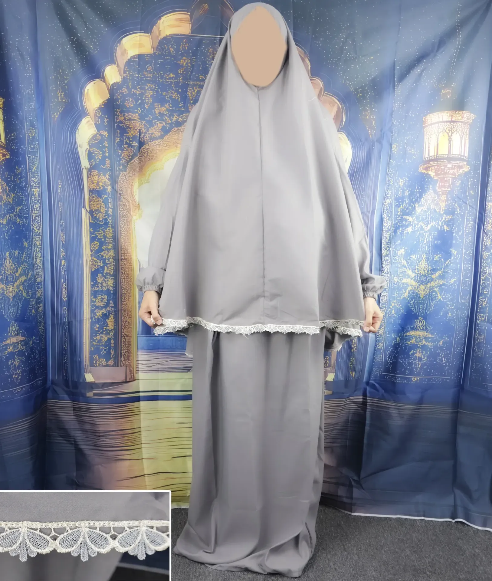 Embroidered Tail Prayer set - Gray