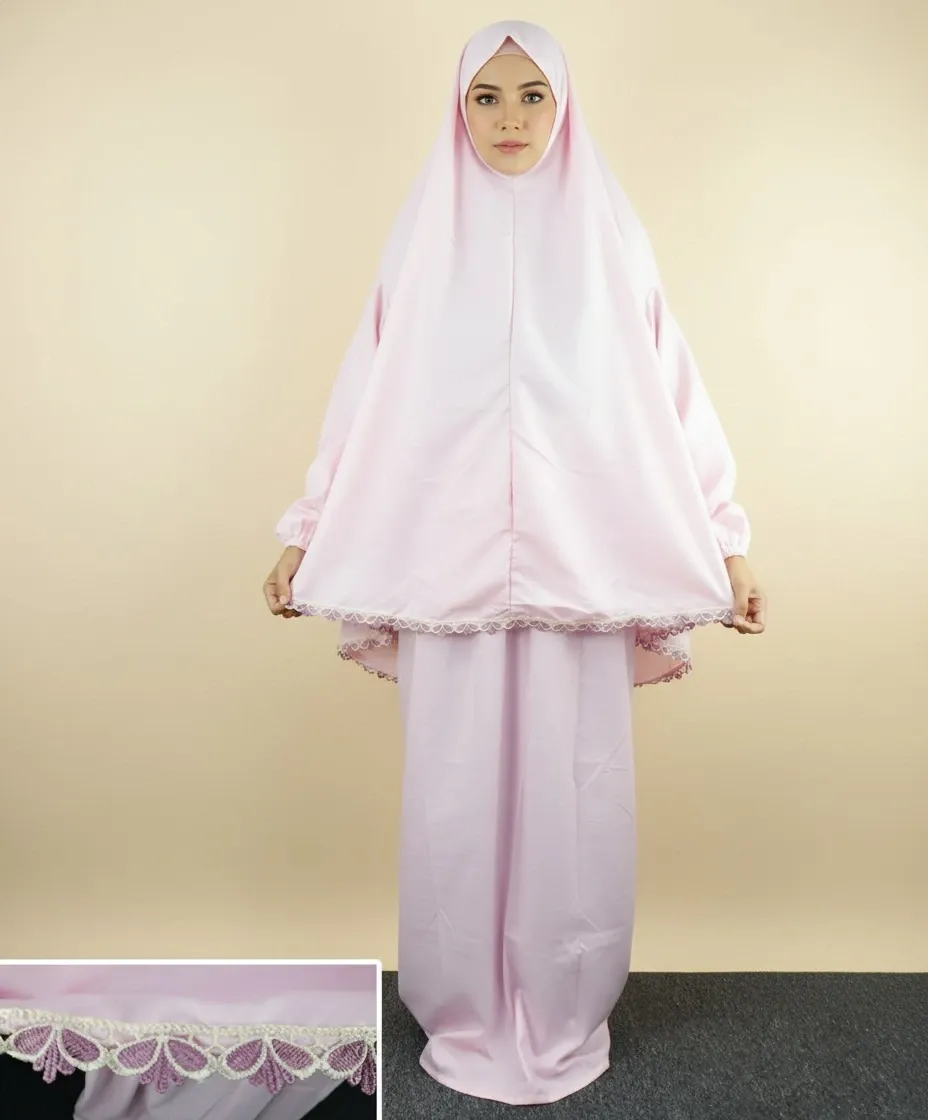 Embroidered Tail Prayer set - Light Pink 