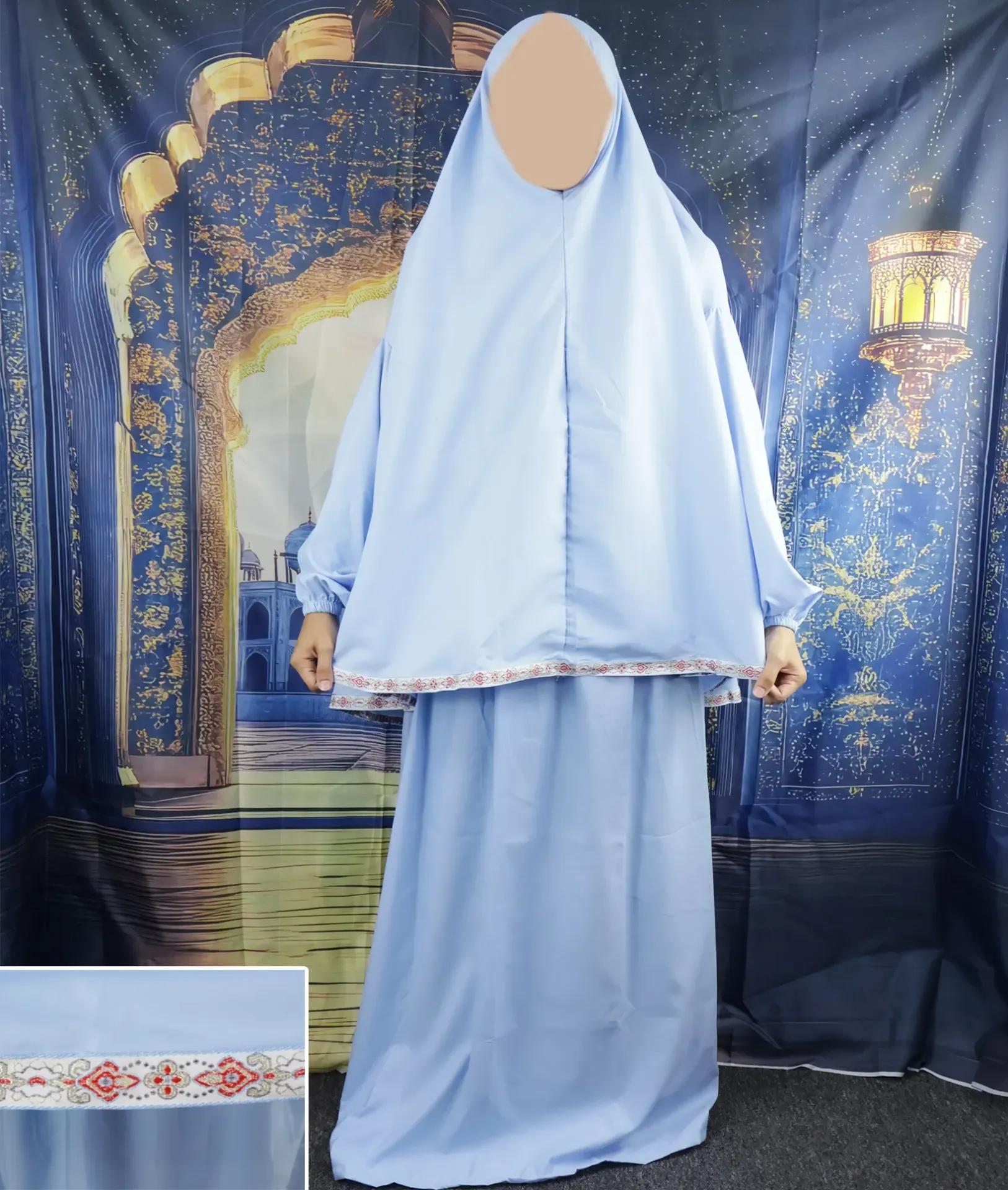 Ribbon Tail Prayer set - pastel blue 