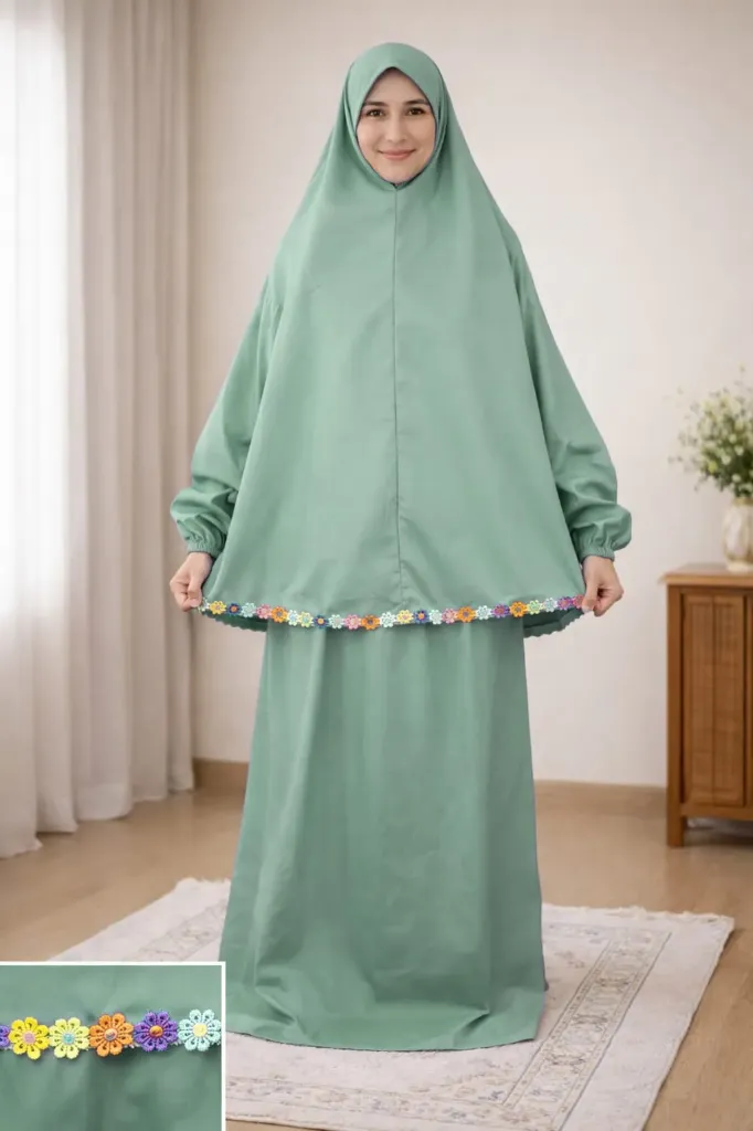 Flower Design Prayer Set Powder Green 