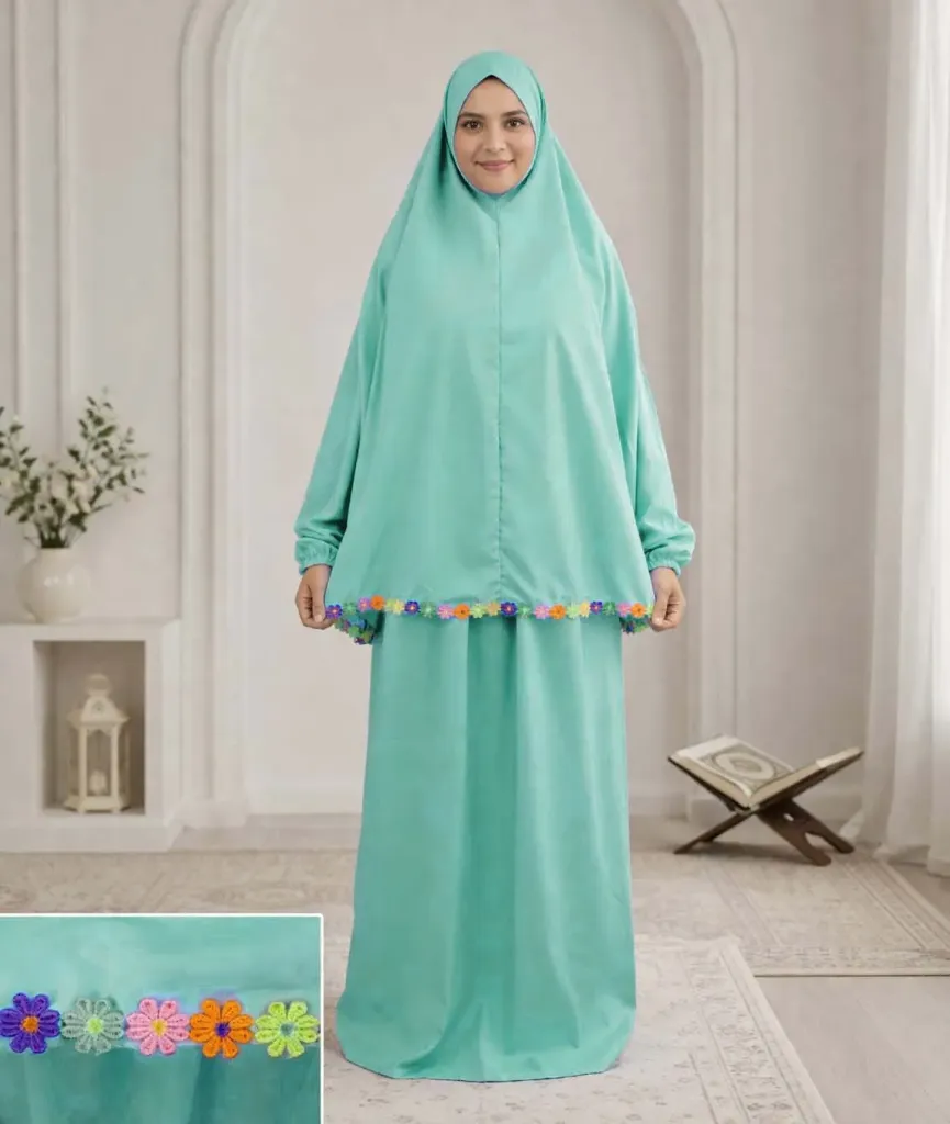 Flower Design Prayer Set Light Green 