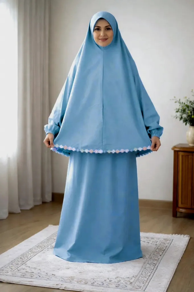 Flower Design Prayer Set Stone Blue