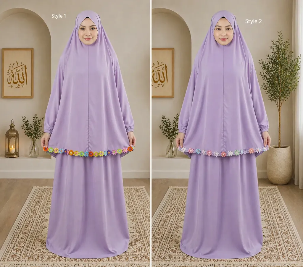 Flower Design Prayer Set Lavender   (Style 1)