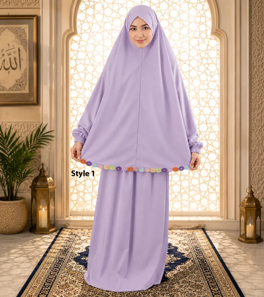 Flower Design Prayer Set with Sleeve Lavender (Style 1)