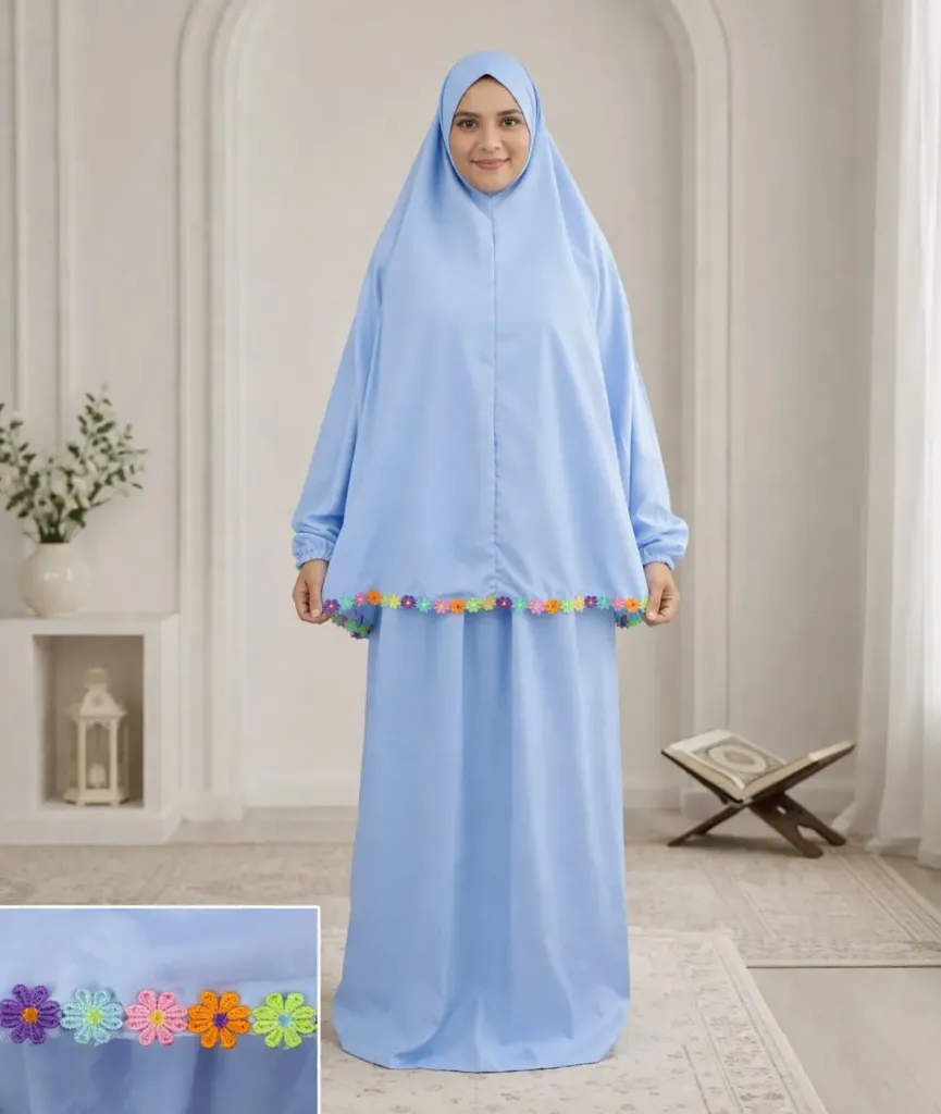  Flower Design Prayer Set Pastel Blue (Style 1)