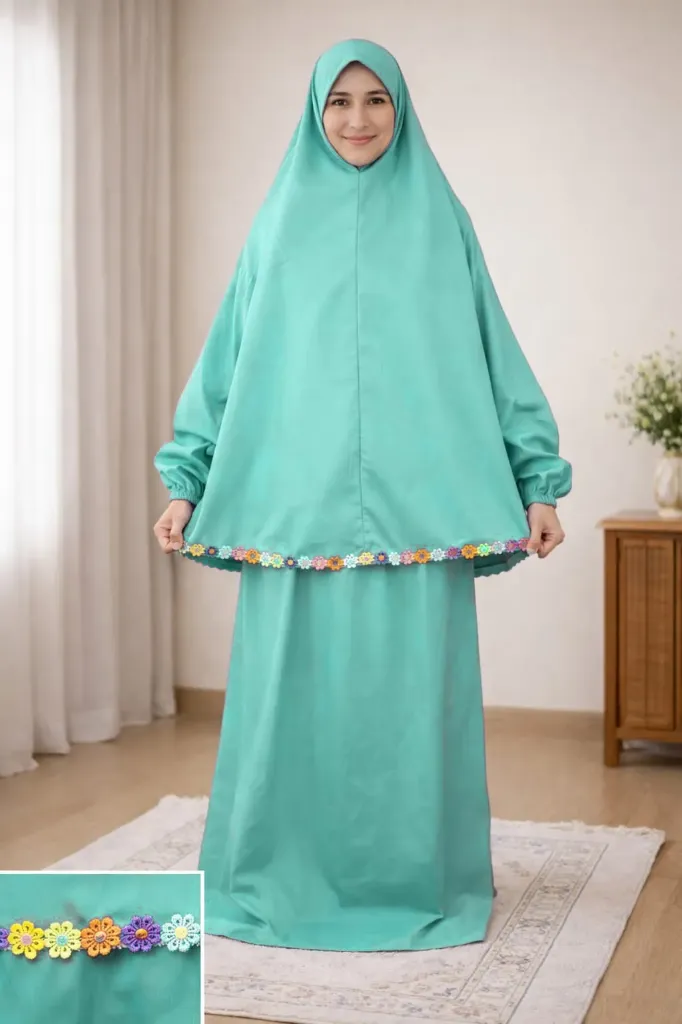 Flower Design Prayer Set seafoam green (Style 1)