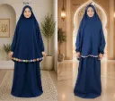 Flower Design Prayer Set with Sleeve Navy Blue