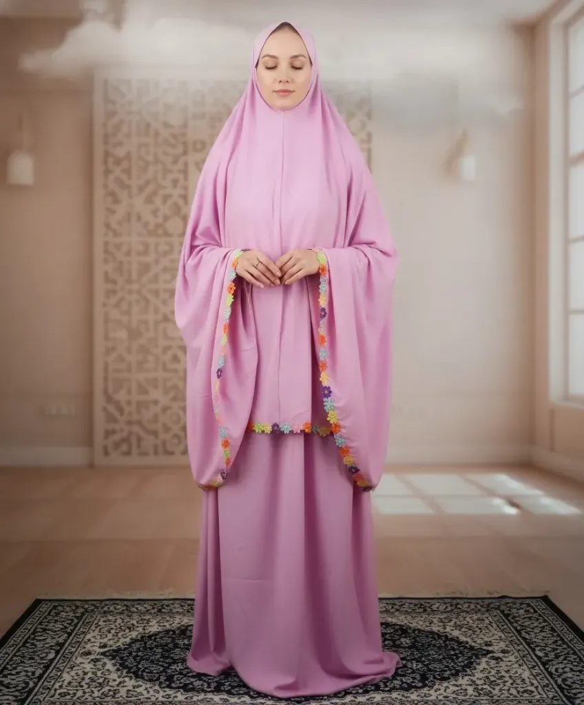 Flower Design Prayer Set without Sleeve Pink