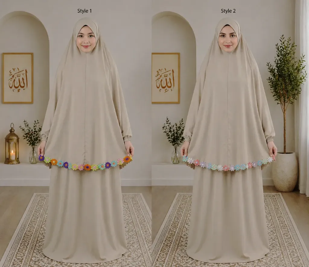 Flower Design Prayer Set with Sleeve beige