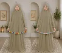 Flower Design Prayer Set with Sleeve Khaki