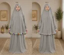Flower Design Prayer Set with Sleeve Light Gray
