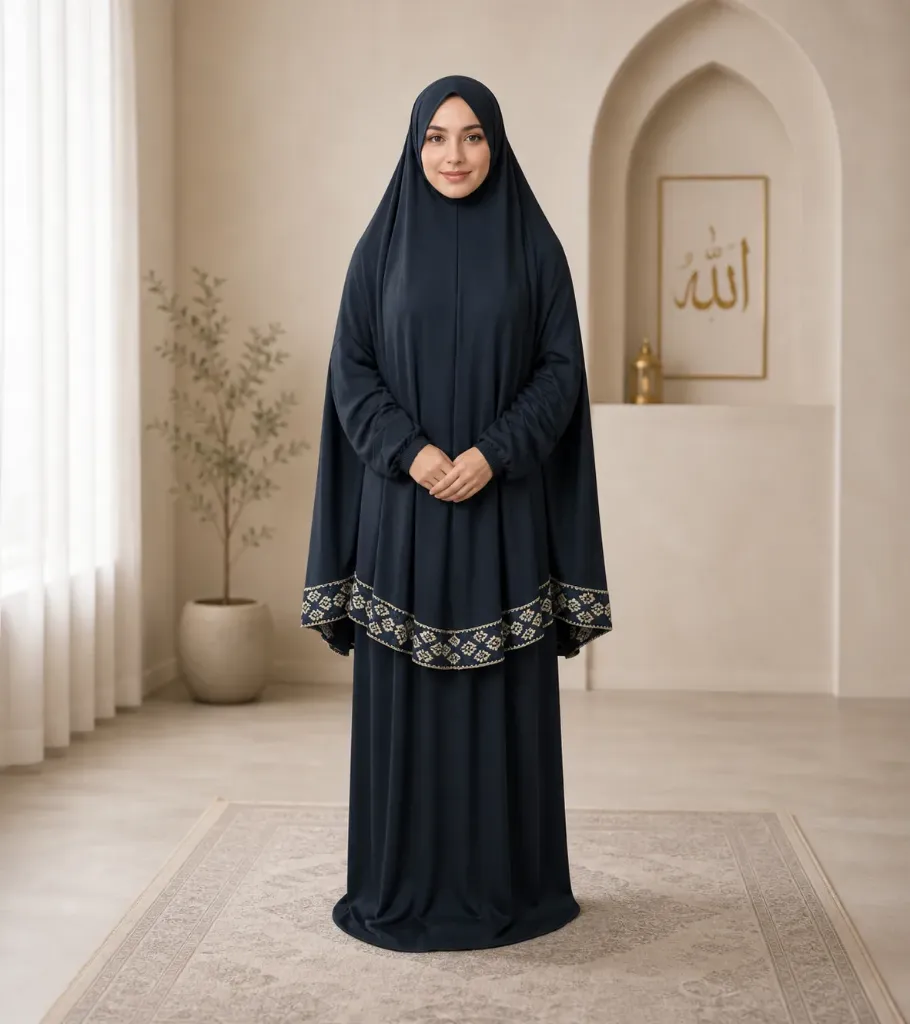 Traditional Embroidery prayer set Petrol Blue 