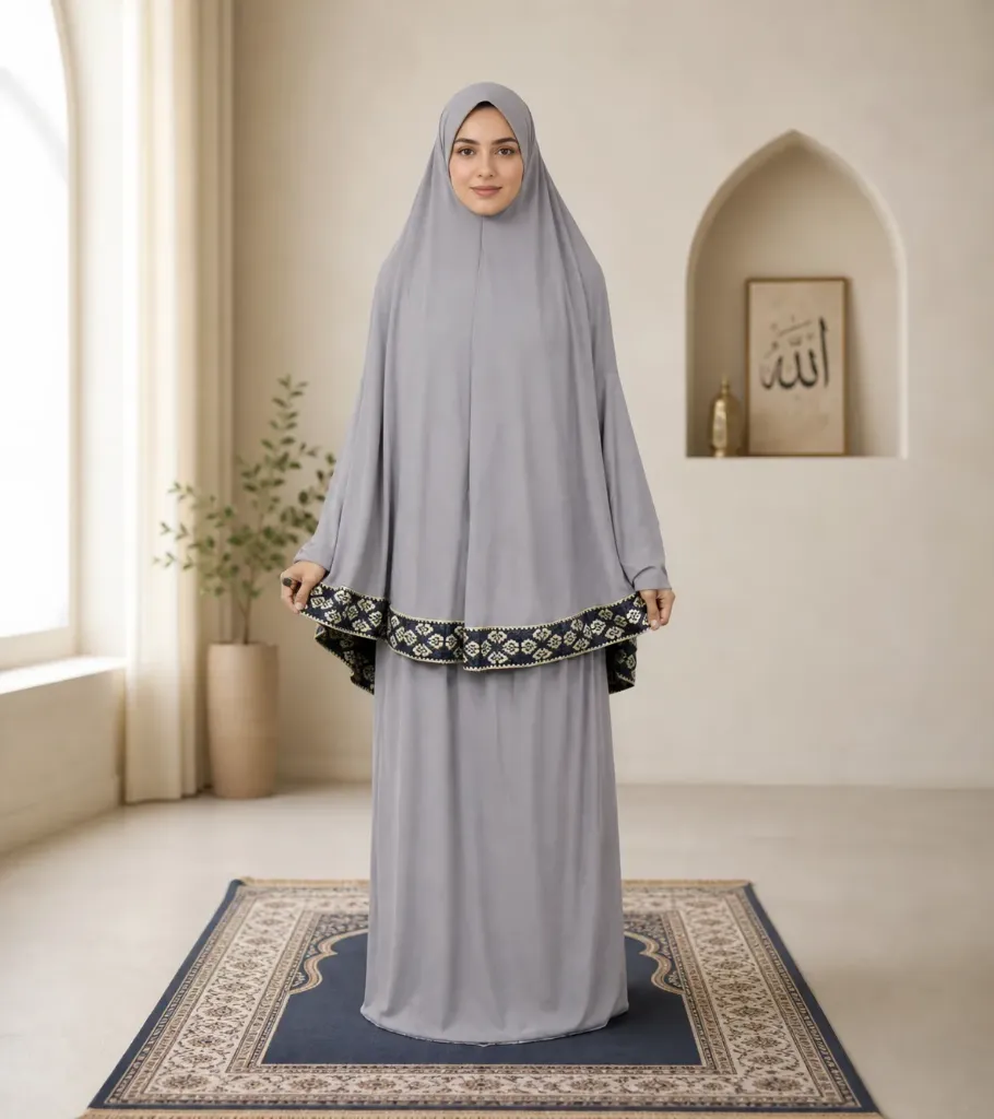 Traditional Embroidery prayer set Gray 
