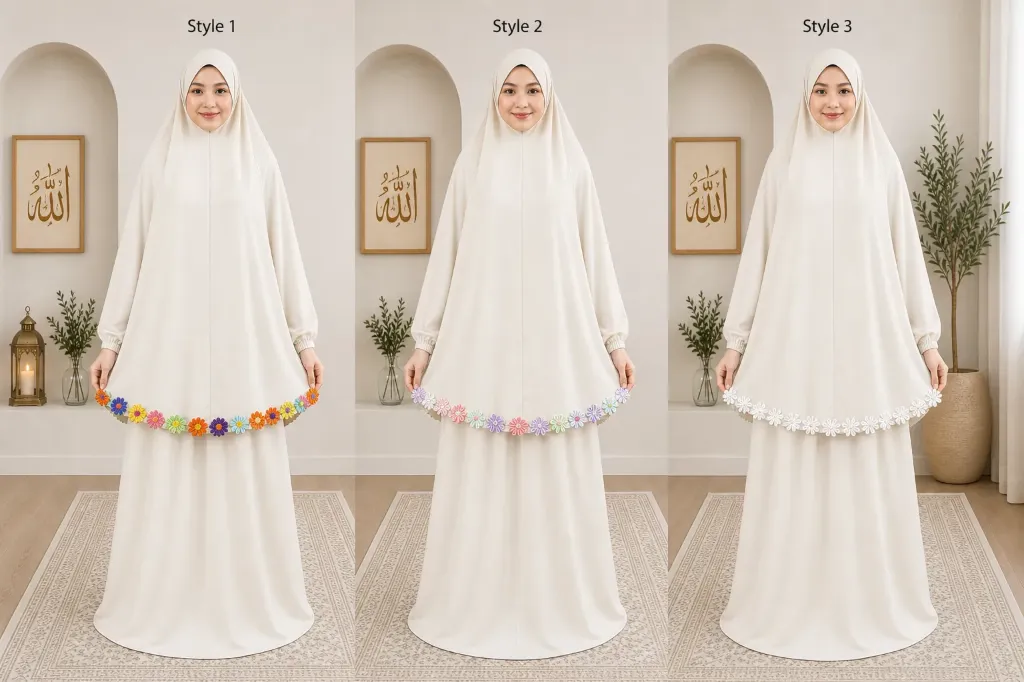 Flower Design Prayer Set with Sleeve Beige