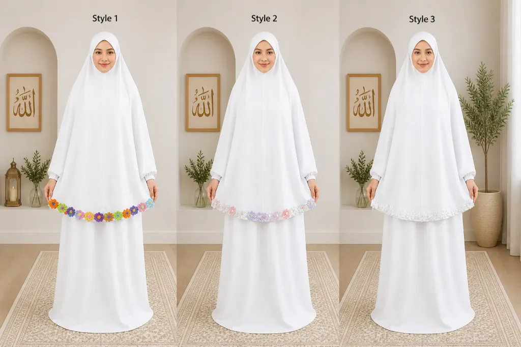 Flower Design Prayer Set with Sleeve White 