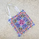 Leather embroidered tote bag with zipper