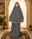 Flower Design Prayer Set with Sleeve Gray 